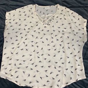 Cream Maurices top with birds